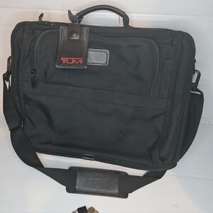 TUMI Black Nylon Briefcase with Padded Laptop Sleeve – Business Travel Bag